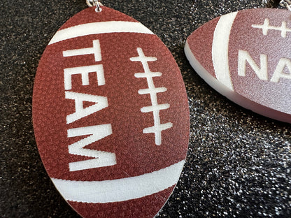 Custom Football Earrings: Laser Cut Acrylic Footballs, American Football, Sports, NFL, Team Position Number, Best Gifts for Her/Him/Them