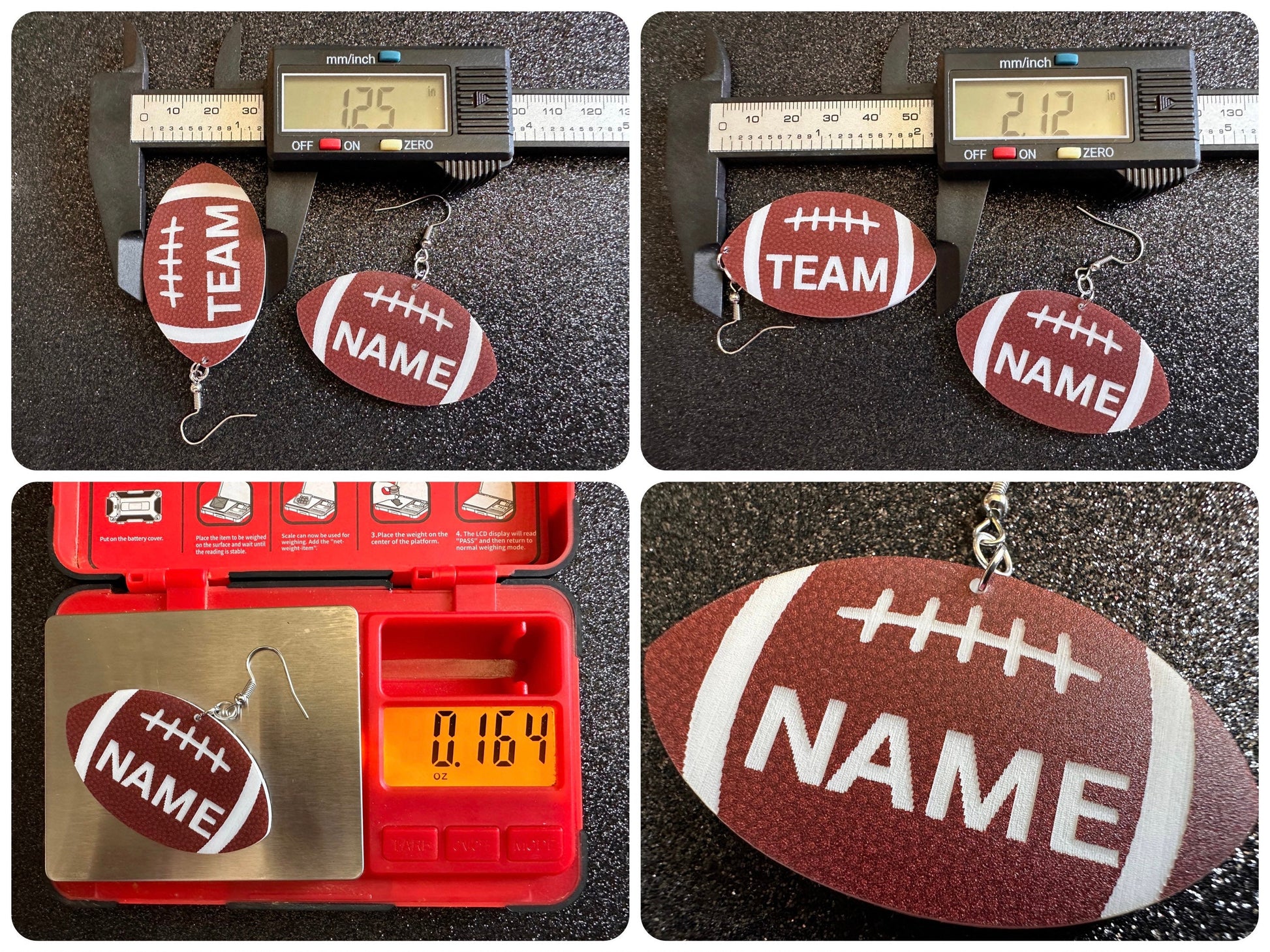 Custom Football Earrings: Laser Cut Acrylic Footballs, American Football, Sports, NFL, Team Position Number, Best Gifts for Her/Him/Them