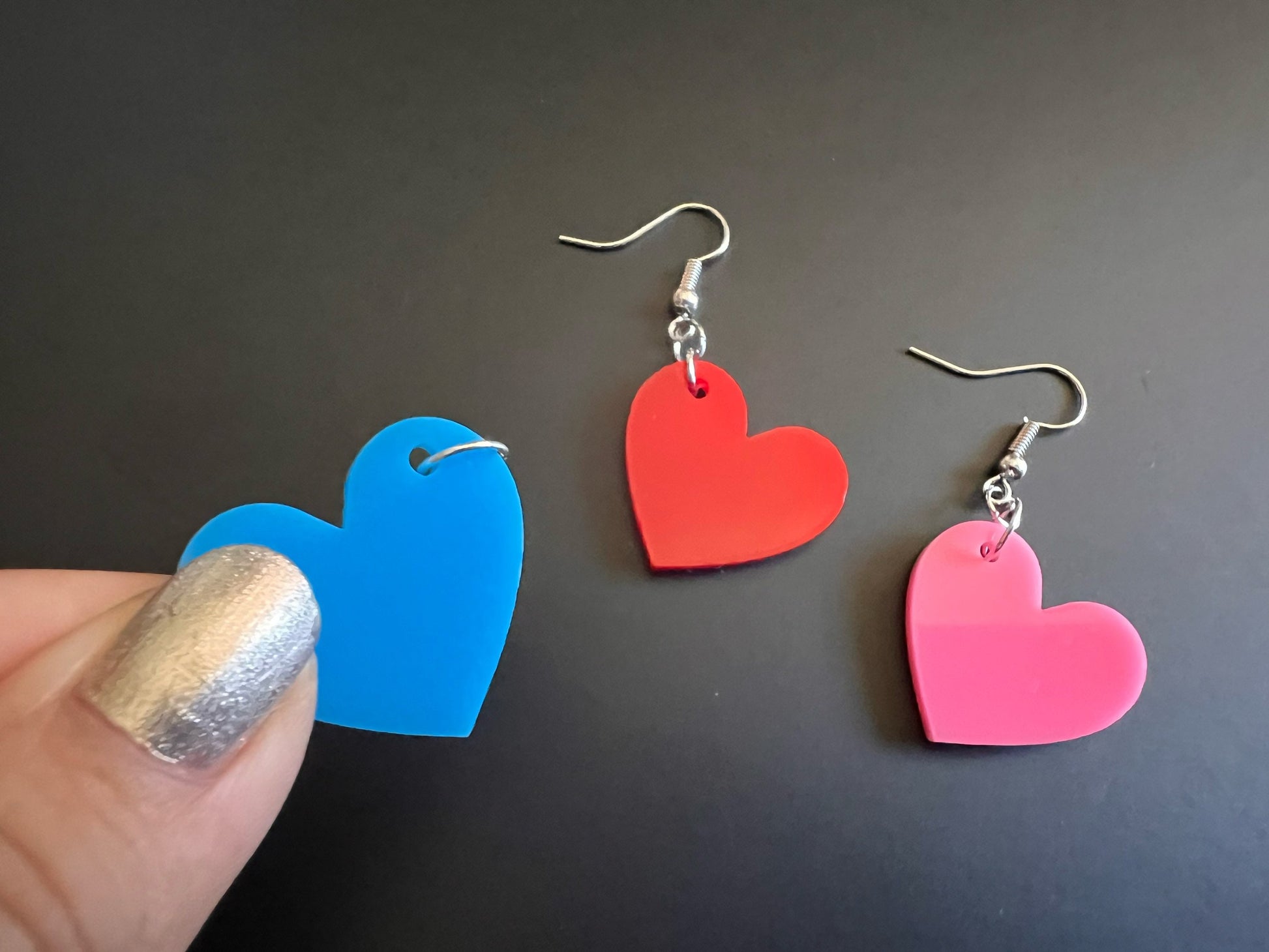 Custom Heart Earrings: Laser Cut Acrylic Hearts, Love, Valentines Day, Anniversary, Best Gifts for Her/Him/Them