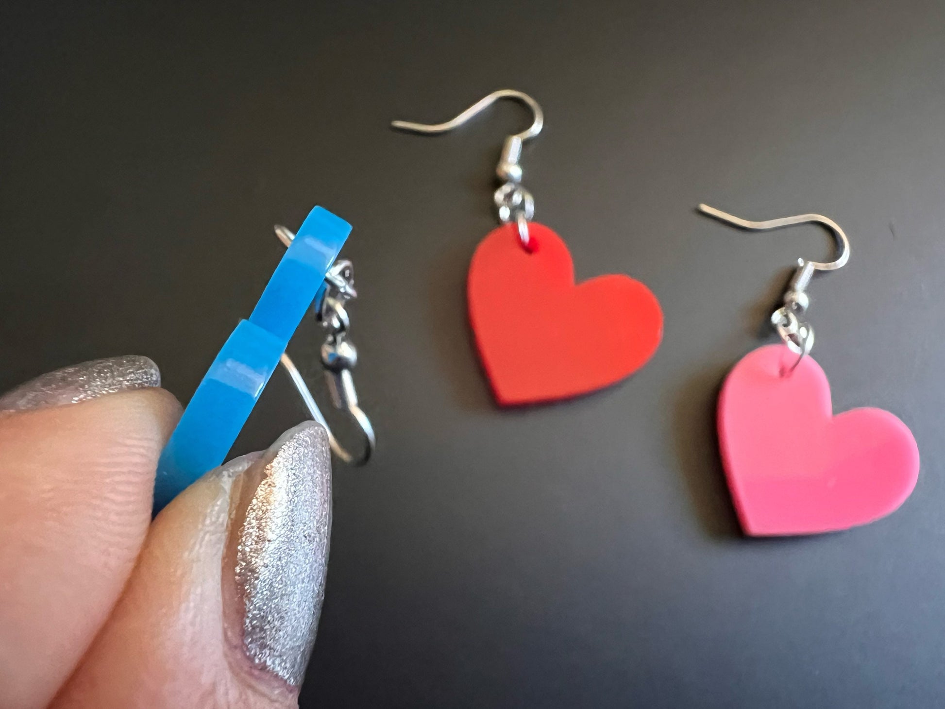 Custom Heart Earrings: Laser Cut Acrylic Hearts, Love, Valentines Day, Anniversary, Best Gifts for Her/Him/Them