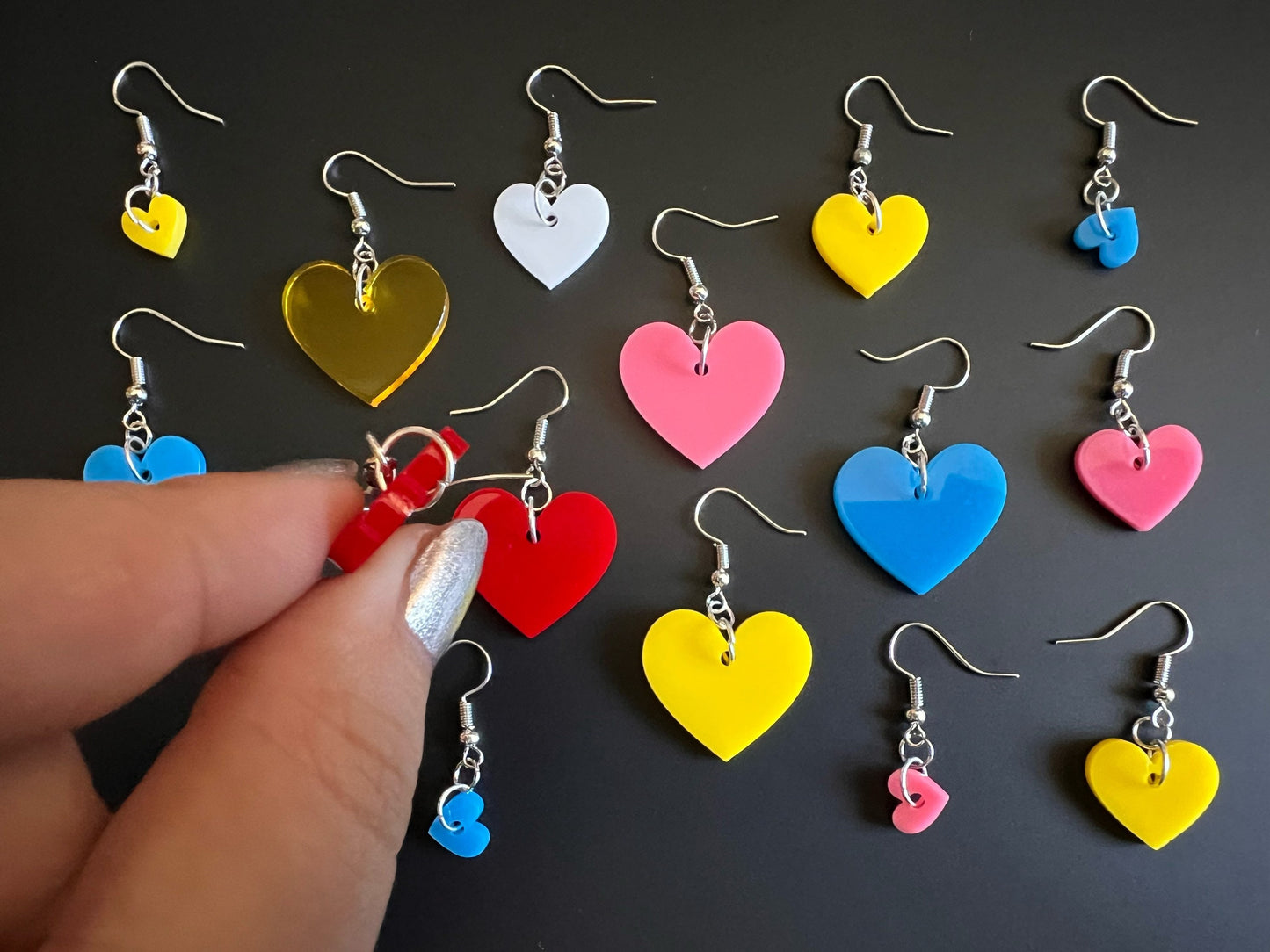 Custom Heart Earrings: Laser Cut Acrylic Hearts, Love, Valentines Day, Anniversary, Best Gifts for Her/Him/Them