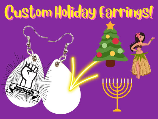 Custom Holiday Earrings - Your Holiday Here: Christmas, Thanksgiving, Hanukkah, Any Photo Sublimated, Best Gift For Her/Him/Them