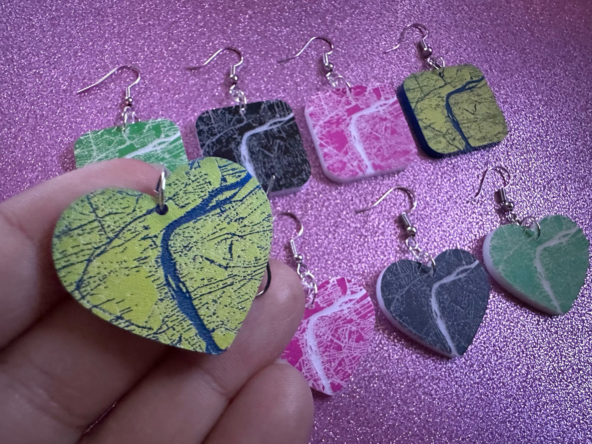 Custom Map Earrings: Laser Cut Acrylic Places, Engraved Place, Travel, Love, Home, Anniversary, Valentines, Best Gifts for Her/Him/Them