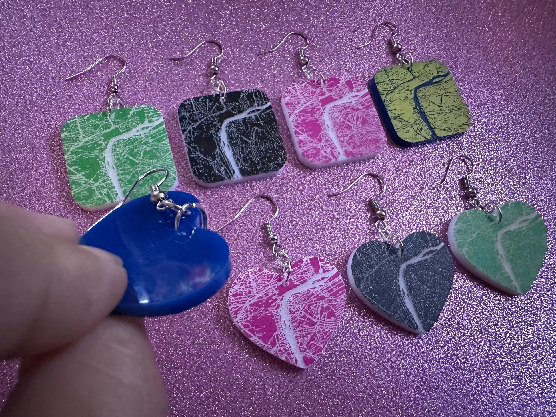 Custom Map Earrings: Laser Cut Acrylic Places, Engraved Place, Travel, Love, Home, Anniversary, Valentines, Best Gifts for Her/Him/Them