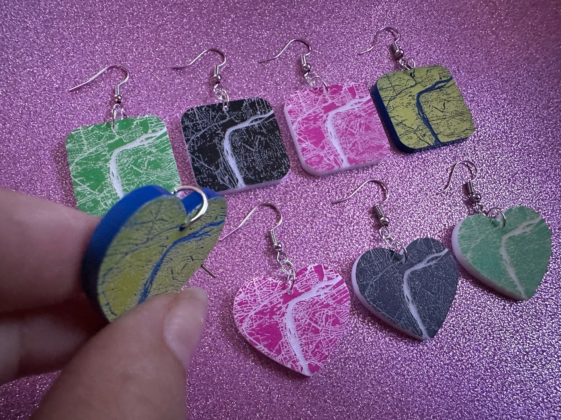 Custom Map Earrings: Laser Cut Acrylic Places, Engraved Place, Travel, Love, Home, Anniversary, Valentines, Best Gifts for Her/Him/Them