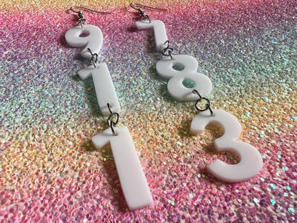 Custom Number Earrings: Laser Cut Numbers, Names, Math Teacher Gift, Anniversary, Gifts for Her/Him/Them