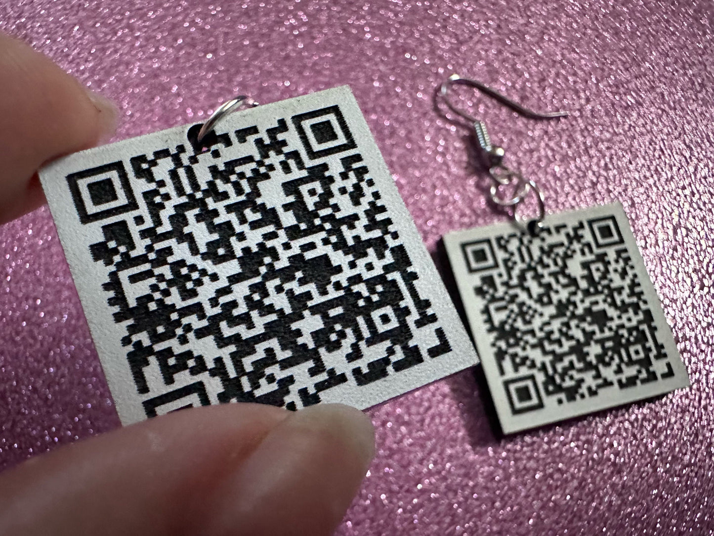 Custom QR Code Earrings: Laser Cut QR Codes, Promote Your Business, Business Card Earrings, Promotional Earring, Best Gifts for Her/Him/Them