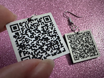 Custom QR Code Earrings: Laser Cut QR Codes, Promote Your Business, Business Card Earrings, Promotional Earring, Best Gifts for Her/Him/Them