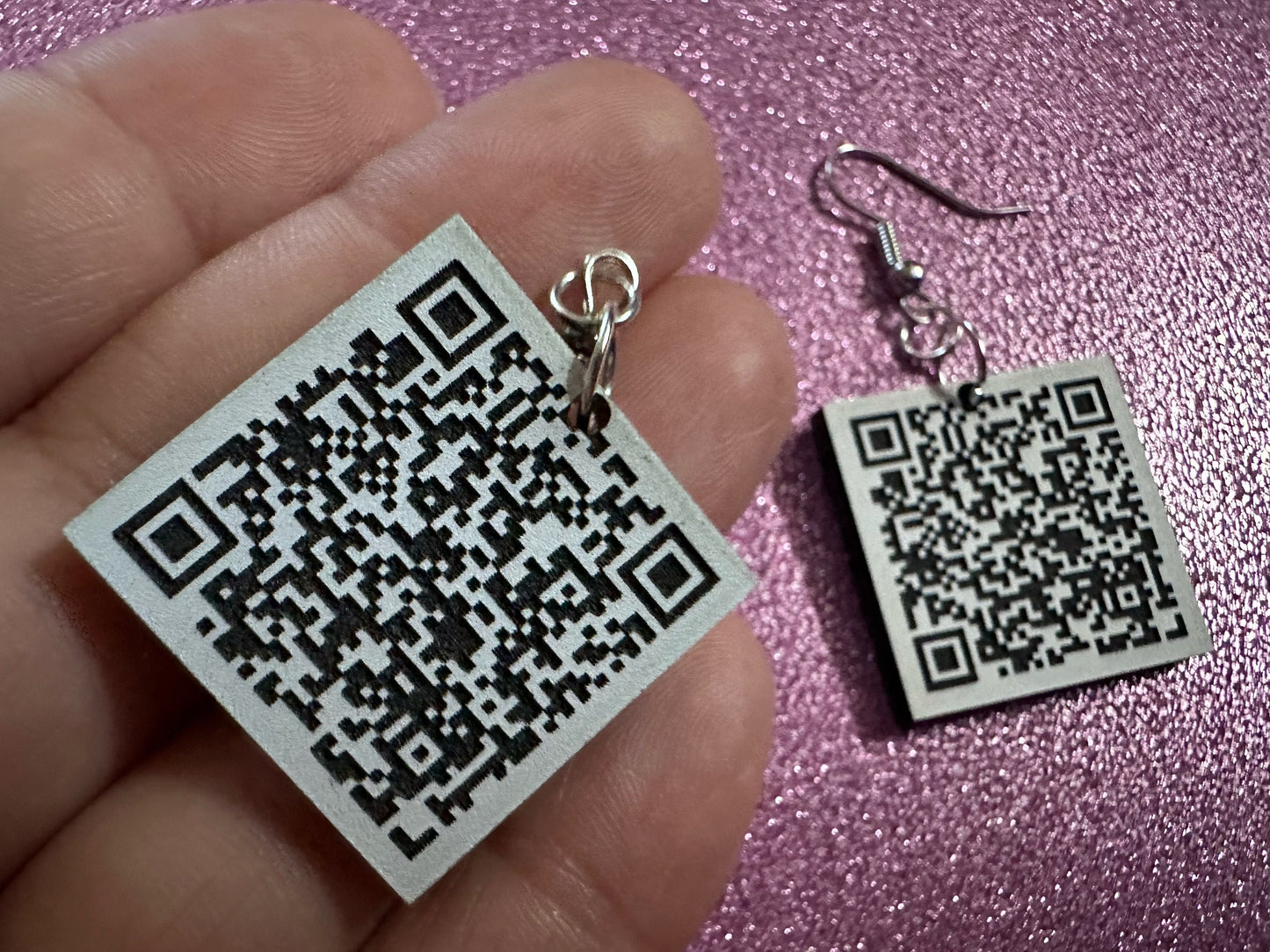 Custom QR Code Earrings: Laser Cut QR Codes, Promote Your Business, Business Card Earrings, Promotional Earring, Best Gifts for Her/Him/Them