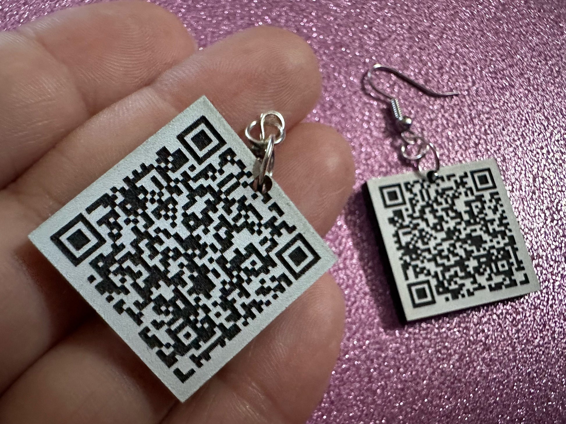 Custom QR Code Earrings: Laser Cut QR Codes, Promote Your Business, Business Card Earrings, Promotional Earring, Best Gifts for Her/Him/Them