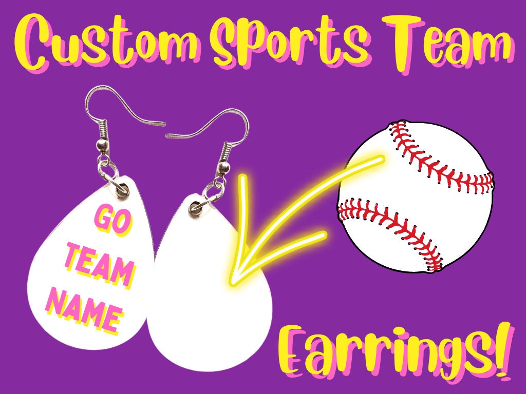 Custom Sports Team Earrings, Your Team Here: Sport, Football, Soccer, Tennis, Baseball, Any Photo, Sublimated, Best Gift For Her/Him/Them
