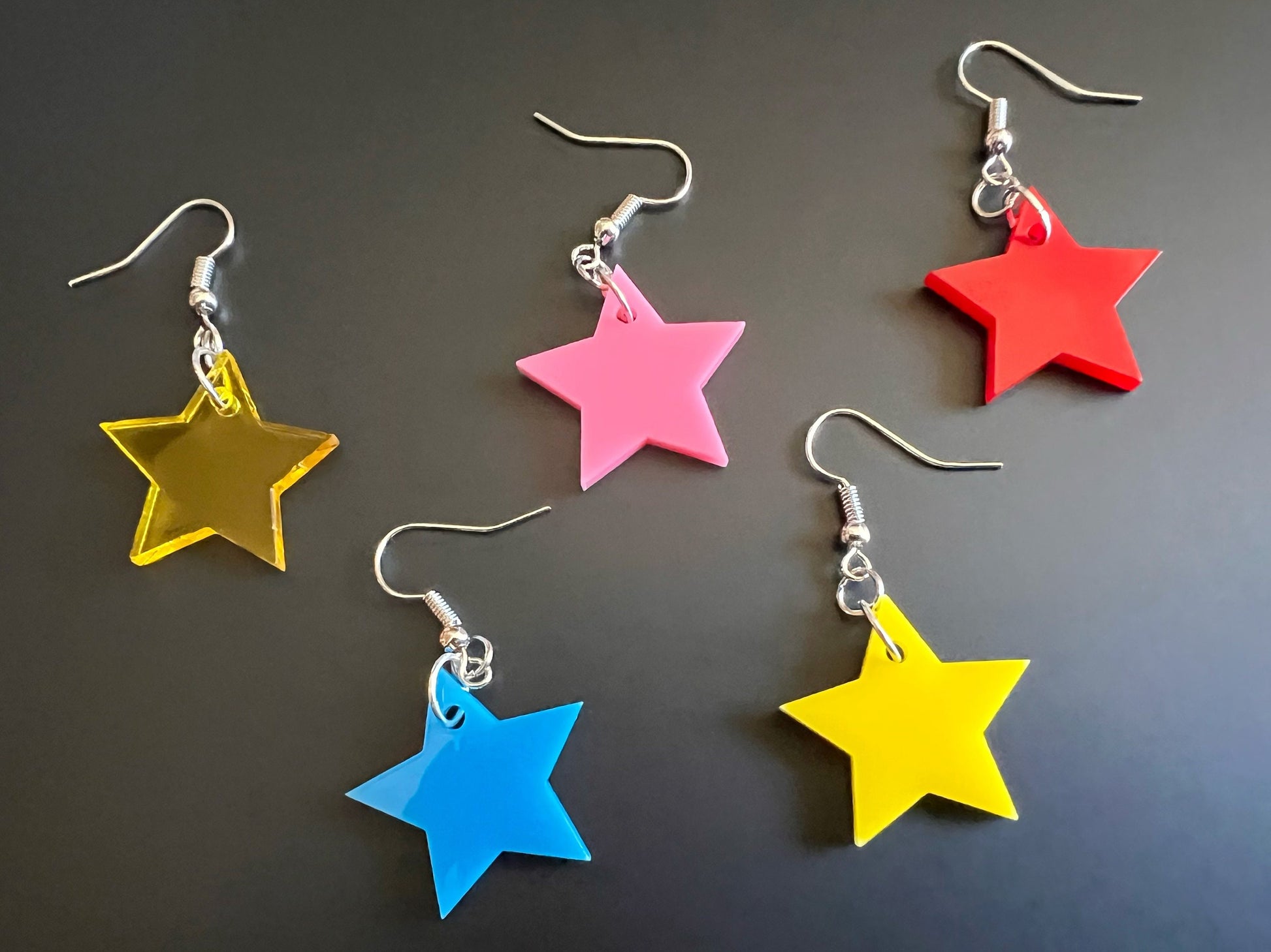 Custom Star Earrings: Laser Cut Acrylic Stars, Night Sky, Famous, Gold Star, America, Back to School, Gifts for Her/Him/Them