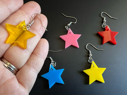Custom Star Earrings: Laser Cut Acrylic Stars, Night Sky, Famous, Gold Star, America, Back to School, Gifts for Her/Him/Them