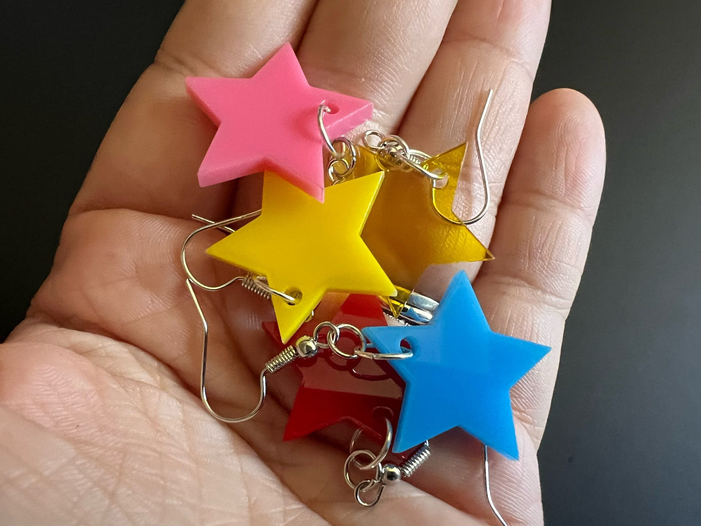 Custom Star Earrings: Laser Cut Acrylic Stars, Night Sky, Famous, Gold Star, America, Back to School, Gifts for Her/Him/Them