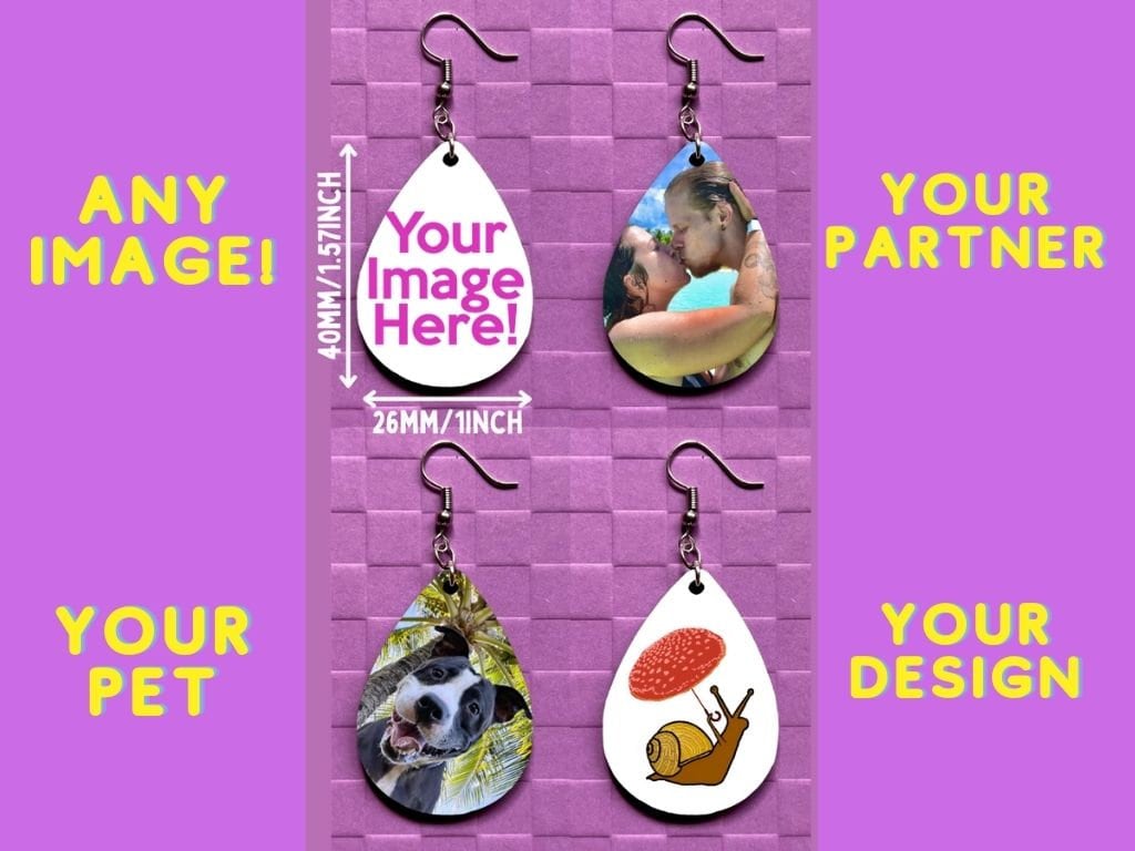Custom Text Earrings - Your Text Here, Any Photo Earrings, Sublimated, Best Gift For Her/Him/Them