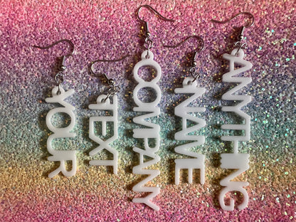 Custom Text Earrings: Laser Cut Words, Letters, Names, Teacher Gift, Anniversary, Best Gifts for Her/Him/Them