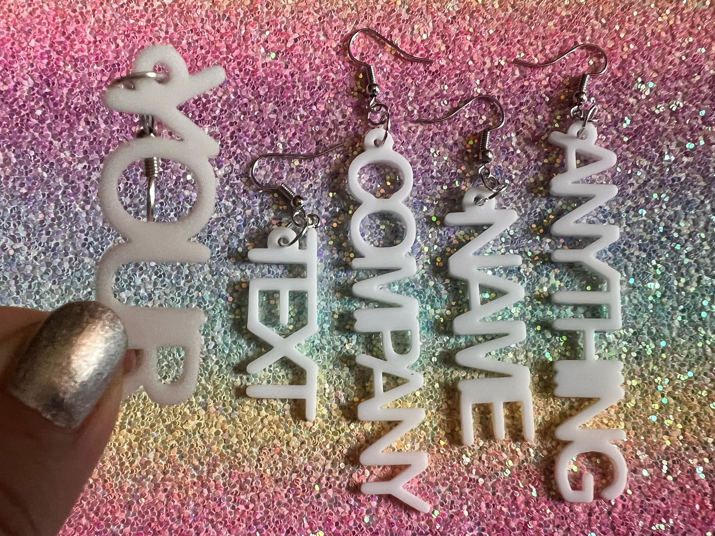Custom Text Earrings: Laser Cut Words, Letters, Names, Teacher Gift, Anniversary, Best Gifts for Her/Him/Them