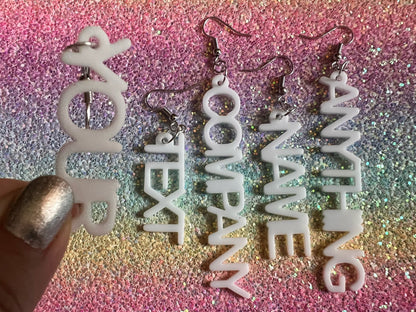 Custom Text Earrings: Laser Cut Words, Letters, Names, Teacher Gift, Anniversary, Best Gifts for Her/Him/Them