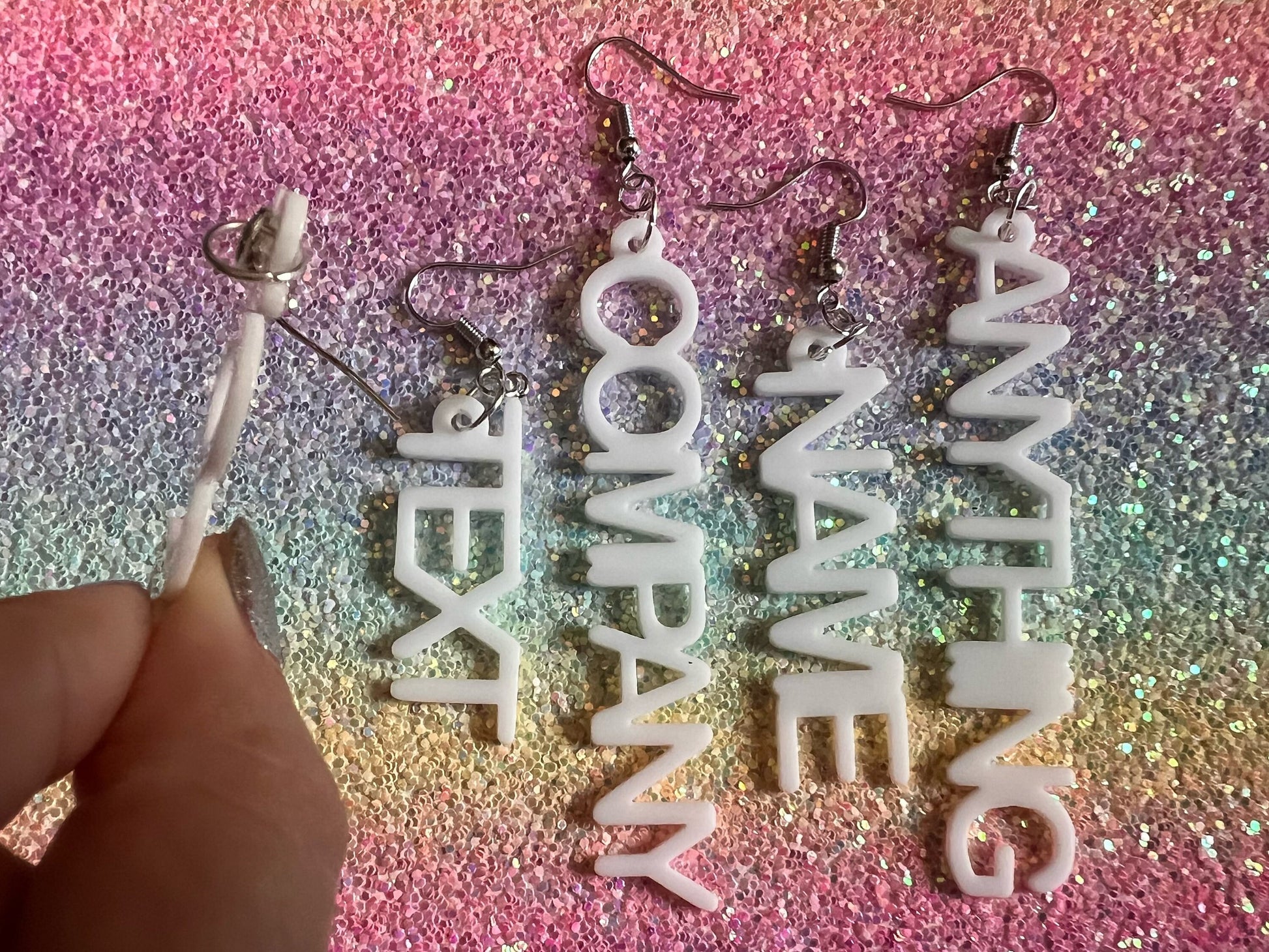 Custom Text Earrings: Laser Cut Words, Letters, Names, Teacher Gift, Anniversary, Best Gifts for Her/Him/Them