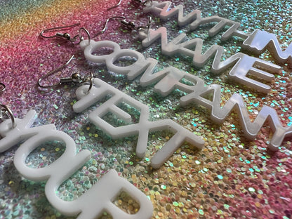 Custom Text Earrings: Laser Cut Words, Letters, Names, Teacher Gift, Anniversary, Best Gifts for Her/Him/Them