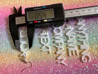 Custom Text Earrings: Laser Cut Words, Letters, Names, Teacher Gift, Anniversary, Best Gifts for Her/Him/Them