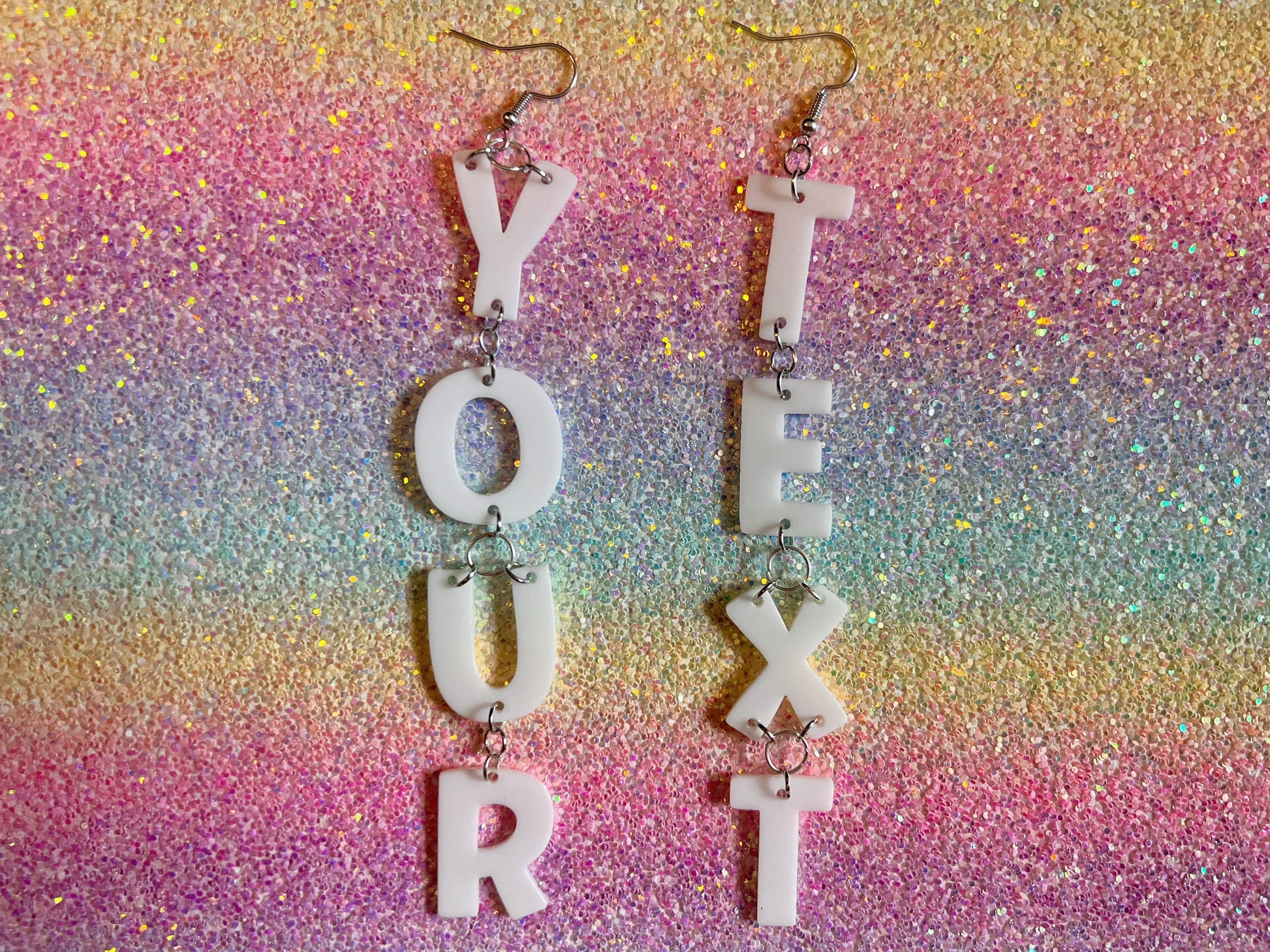 Custom Text Earrings: Laser Cut Words, Letters, Names, Teacher Gift, Anniversary, Gifts for Her/Him/Them