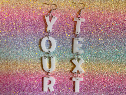 Custom Text Earrings: Laser Cut Words, Letters, Names, Teacher Gift, Anniversary, Gifts for Her/Him/Them