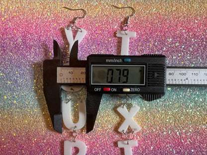 Custom Text Earrings: Laser Cut Words, Letters, Names, Teacher Gift, Anniversary, Gifts for Her/Him/Them