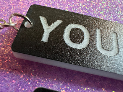 Custom Text Earrings: Laser Engraved Words, Black with White Text, Letters, Names, Teacher Gift, Anniversary, Best Gifts for Her/Him/Them