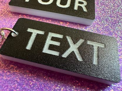 Custom Text Earrings: Laser Engraved Words, Black with White Text, Letters, Names, Teacher Gift, Anniversary, Best Gifts for Her/Him/Them