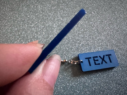 Custom Text Earrings: Laser Engraved Words, Blue with Blue Text, Letters, Names, Teacher Gift, Anniversary, Best Gifts for Her/Him/Them