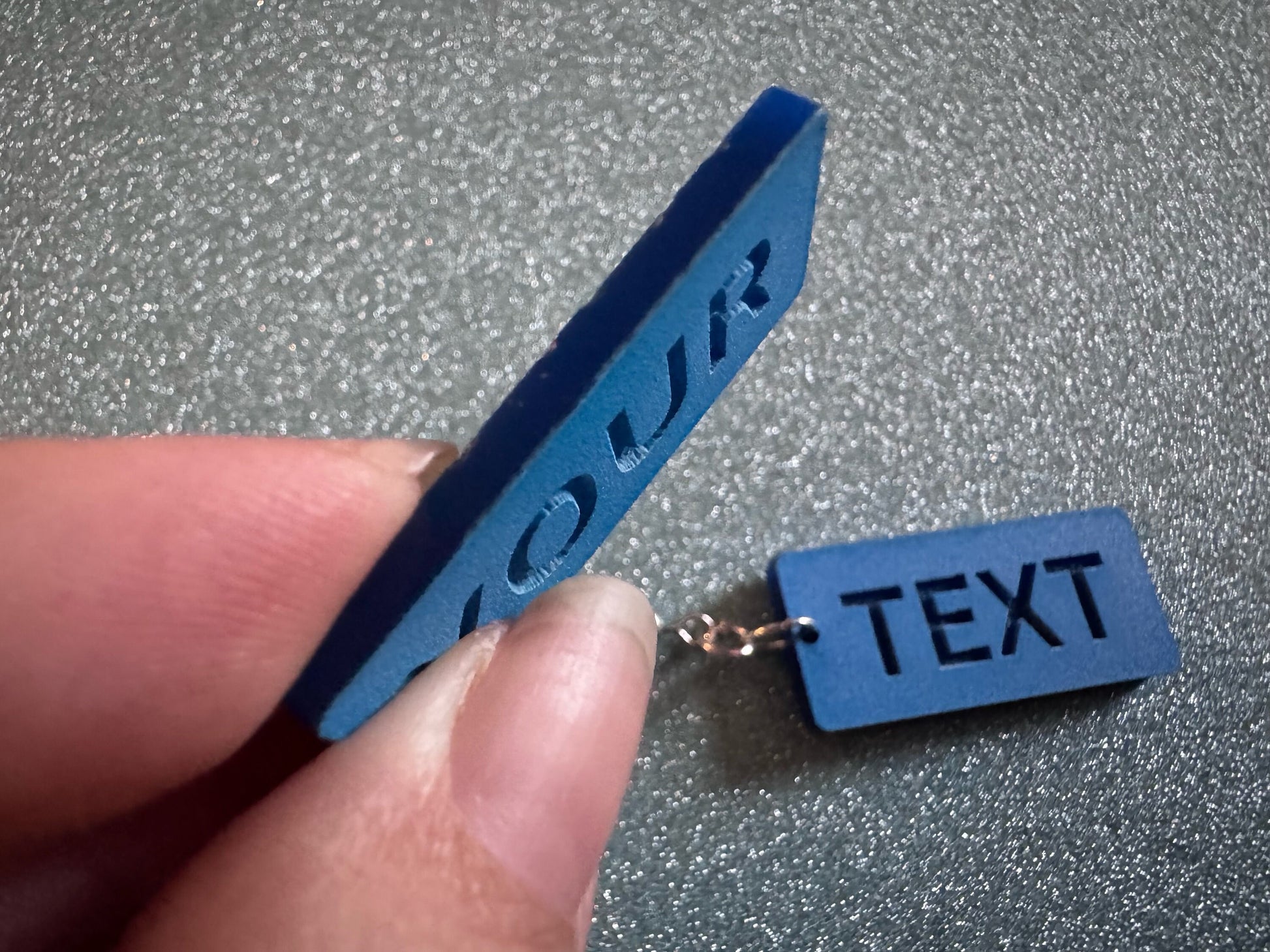 Custom Text Earrings: Laser Engraved Words, Blue with Blue Text, Letters, Names, Teacher Gift, Anniversary, Best Gifts for Her/Him/Them