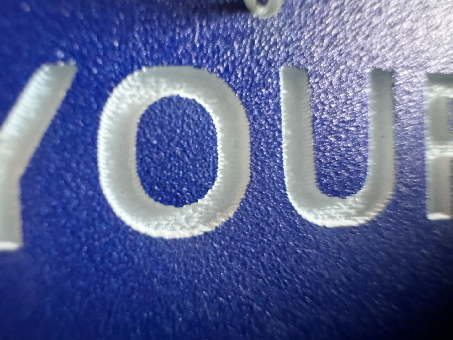 Custom Text Earrings: Laser Engraved Words, Blue with White Text, Letters, Names, Teacher Gift, Anniversary, Best Gifts for Her/Him/Them