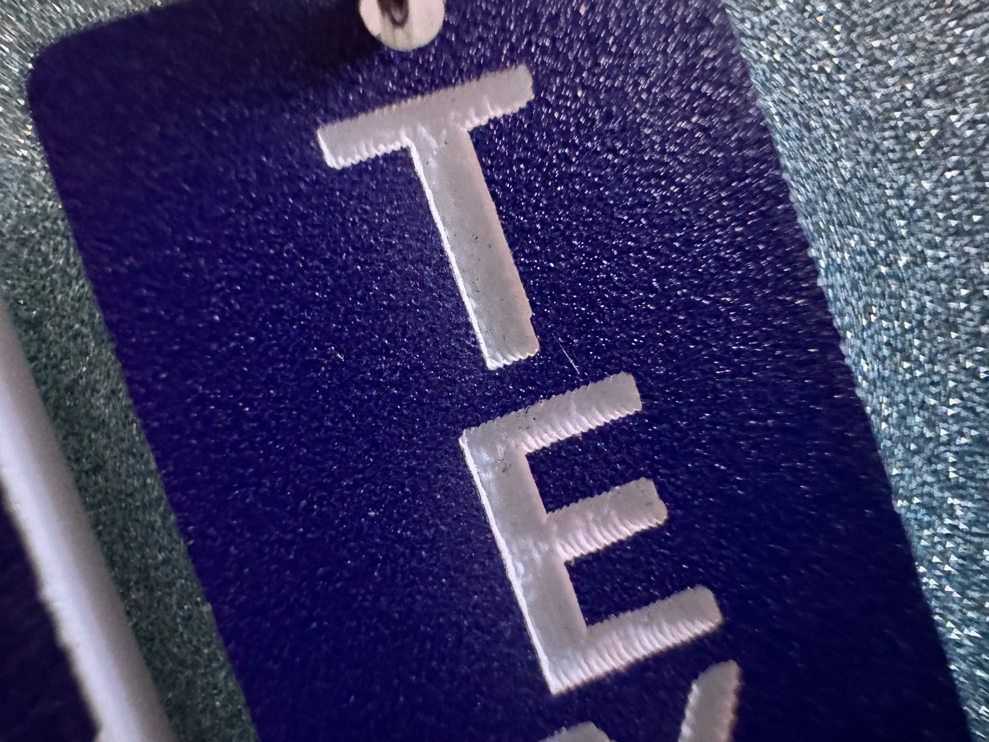 Custom Text Earrings: Laser Engraved Words, Blue with White Text, Letters, Names, Teacher Gift, Anniversary, Best Gifts for Her/Him/Them