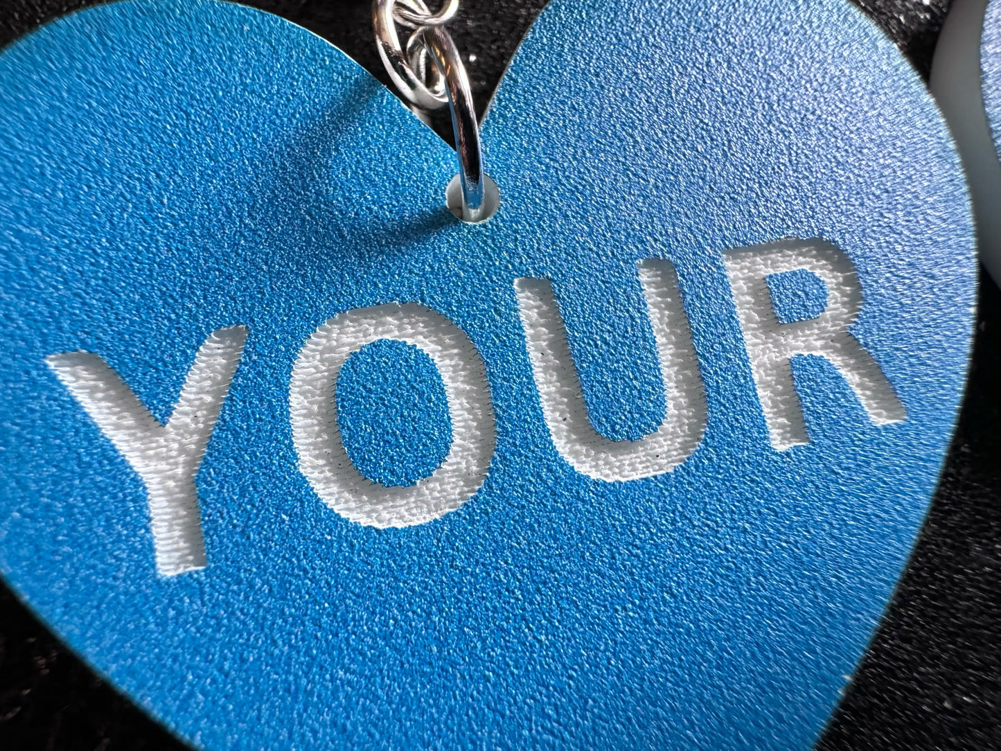Custom Text Earrings: Laser Engraved Words, Blue with White Text, Letters, Names, Teacher Gift, Anniversary, Best Gifts for Her/Him/Them