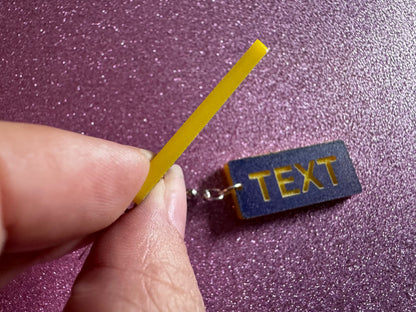 Custom Text Earrings: Laser Engraved Words, Blue with Yellow Text, Letters, Names, Teacher Gift, Anniversary, Best Gifts for Her/Him/Them