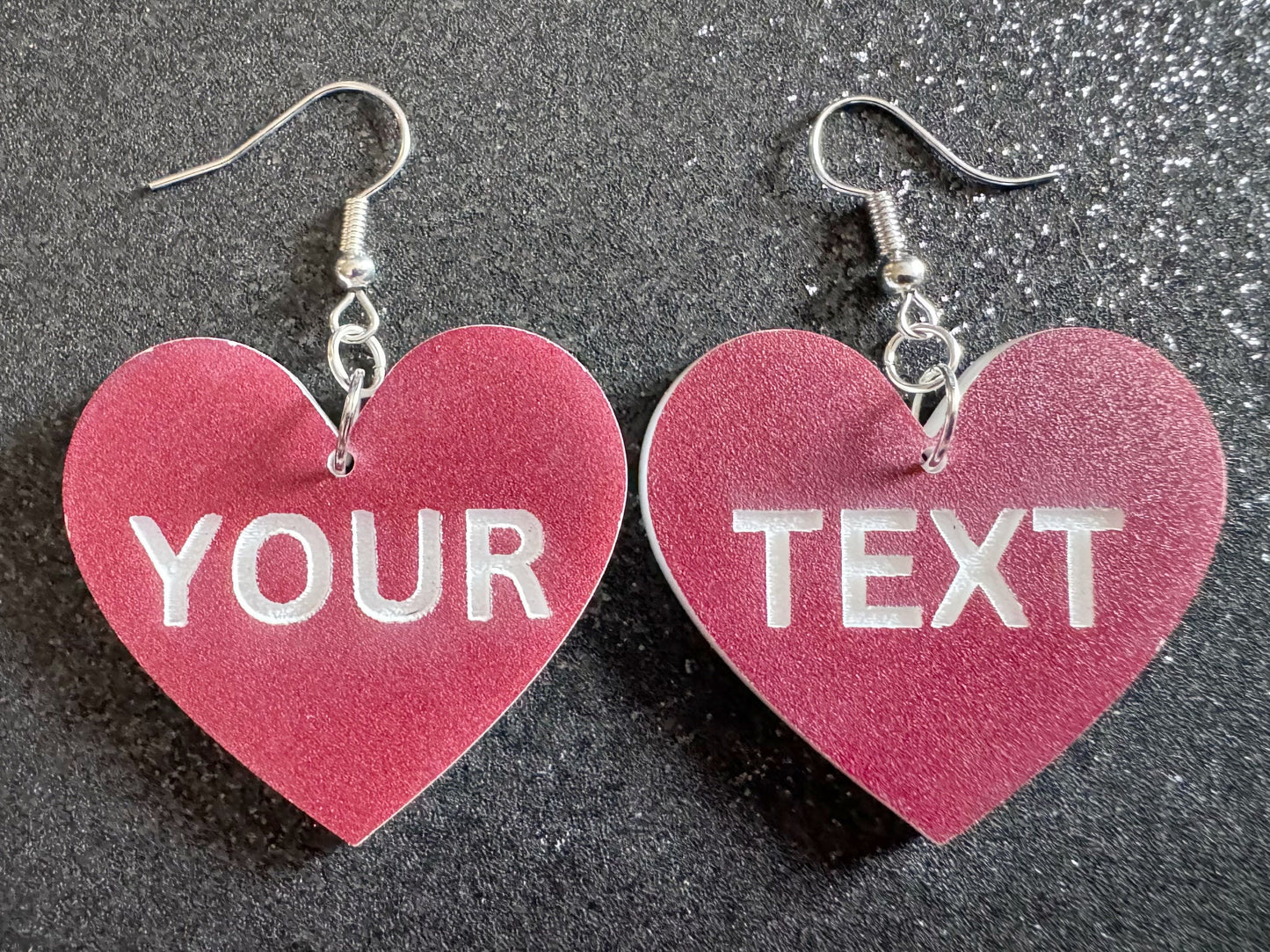 Custom Text Earrings: Laser Engraved Words, Brown with White Text, Letters, Names, Teacher Gift, Anniversary, Best Gifts for Her/Him/Them