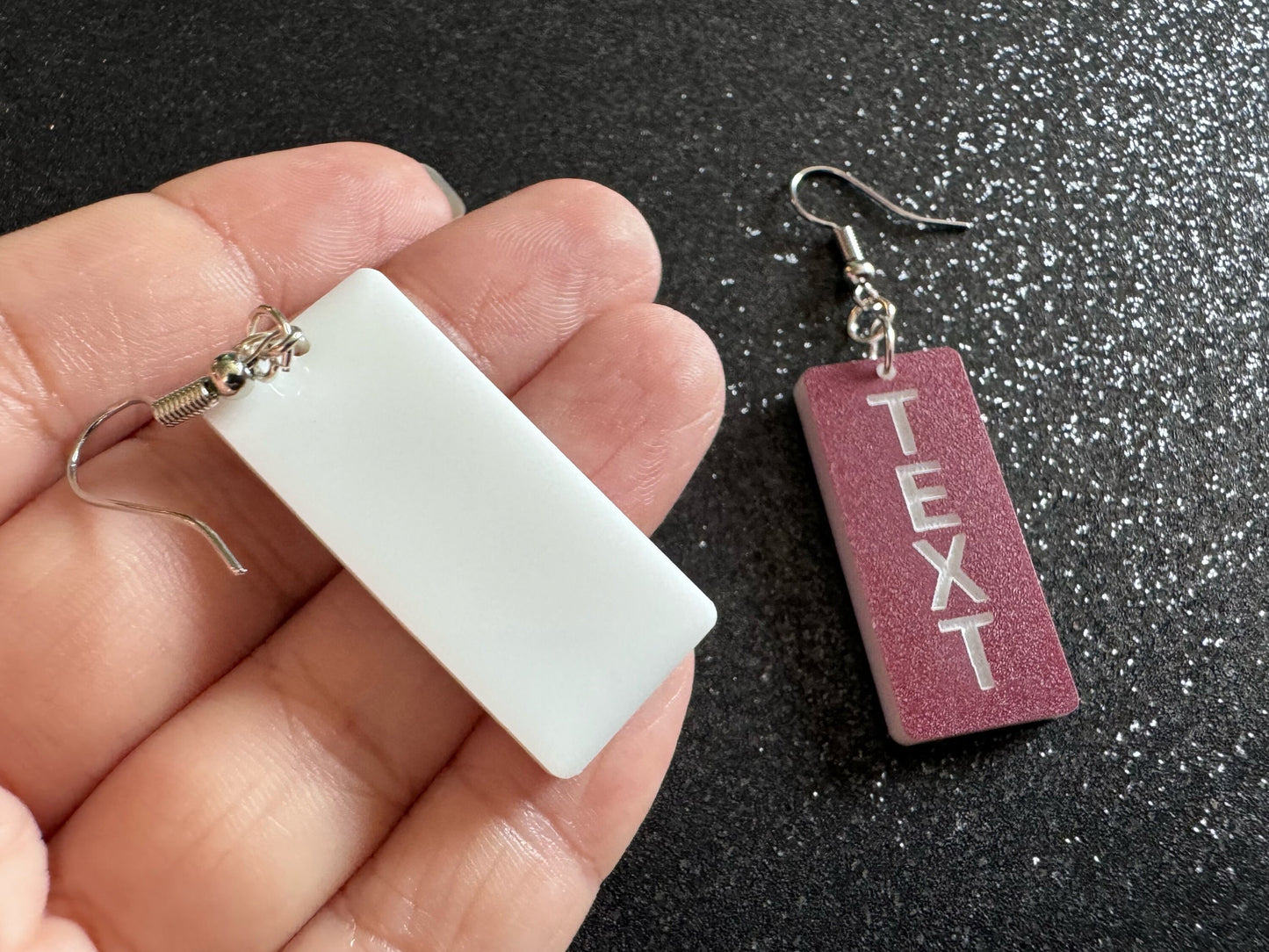 Custom Text Earrings: Laser Engraved Words, Brown with White Text, Letters, Names, Teacher Gift, Anniversary, Best Gifts for Her/Him/Them