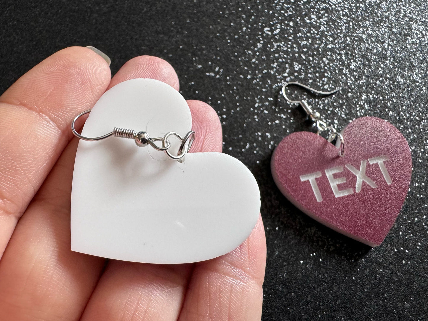 Custom Text Earrings: Laser Engraved Words, Brown with White Text, Letters, Names, Teacher Gift, Anniversary, Best Gifts for Her/Him/Them