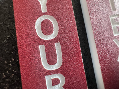 Custom Text Earrings: Laser Engraved Words, Brown with White Text, Letters, Names, Teacher Gift, Anniversary, Best Gifts for Her/Him/Them