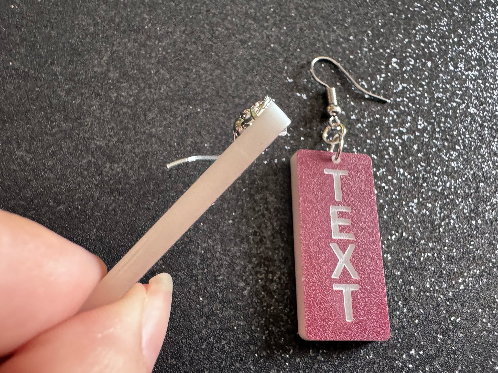 Custom Text Earrings: Laser Engraved Words, Brown with White Text, Letters, Names, Teacher Gift, Anniversary, Best Gifts for Her/Him/Them