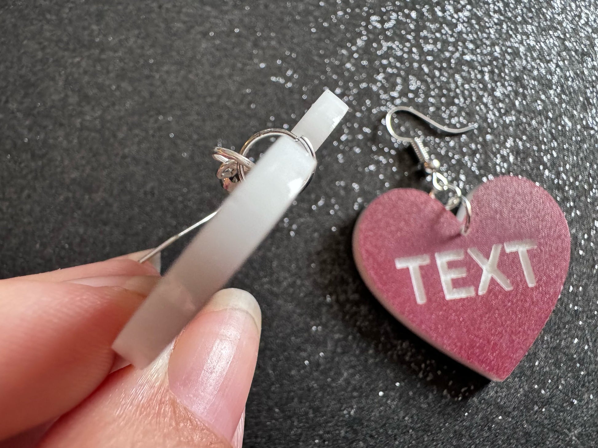 Custom Text Earrings: Laser Engraved Words, Brown with White Text, Letters, Names, Teacher Gift, Anniversary, Best Gifts for Her/Him/Them
