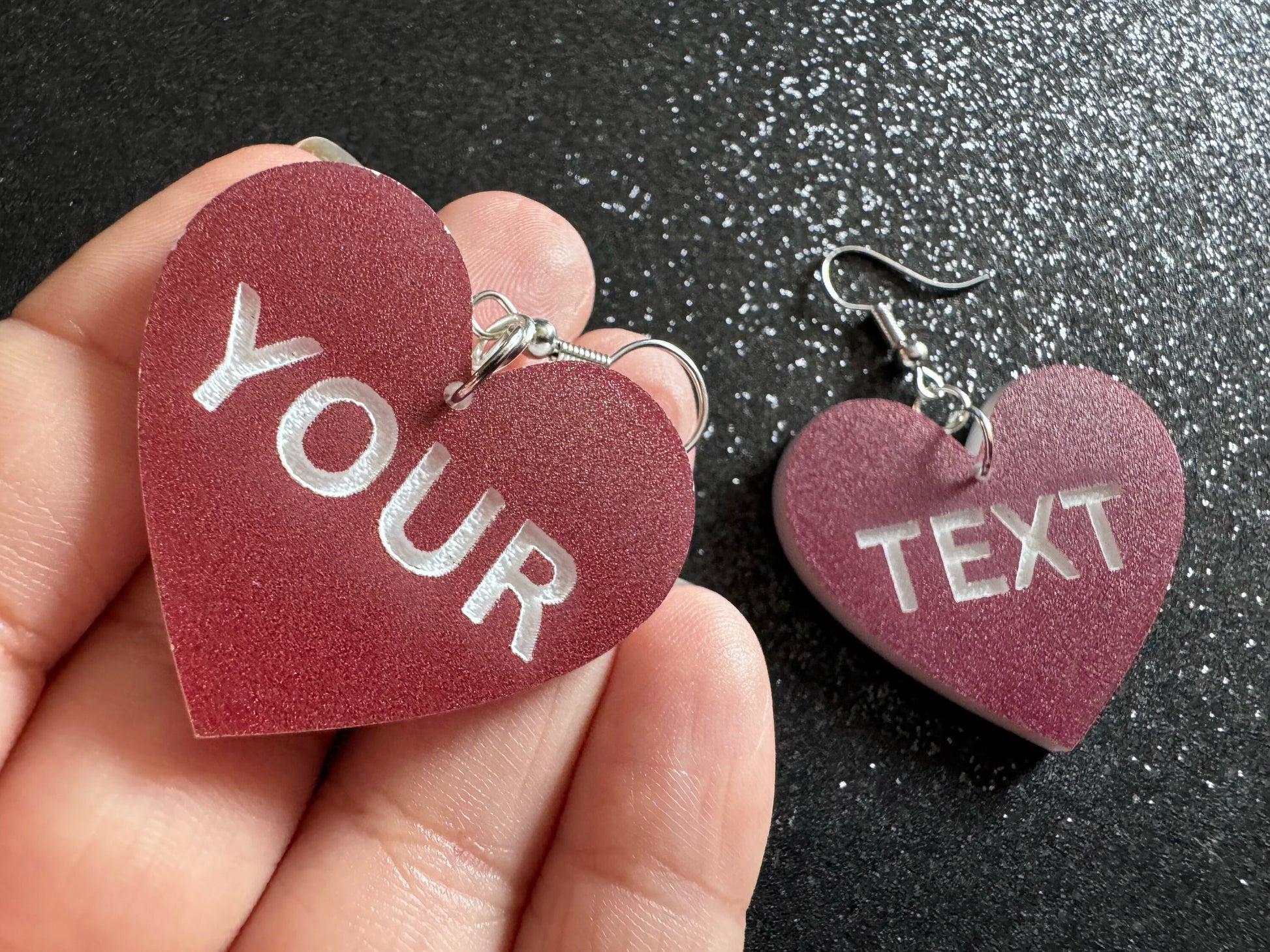 Custom Text Earrings: Laser Engraved Words, Brown with White Text, Letters, Names, Teacher Gift, Anniversary, Best Gifts for Her/Him/Them