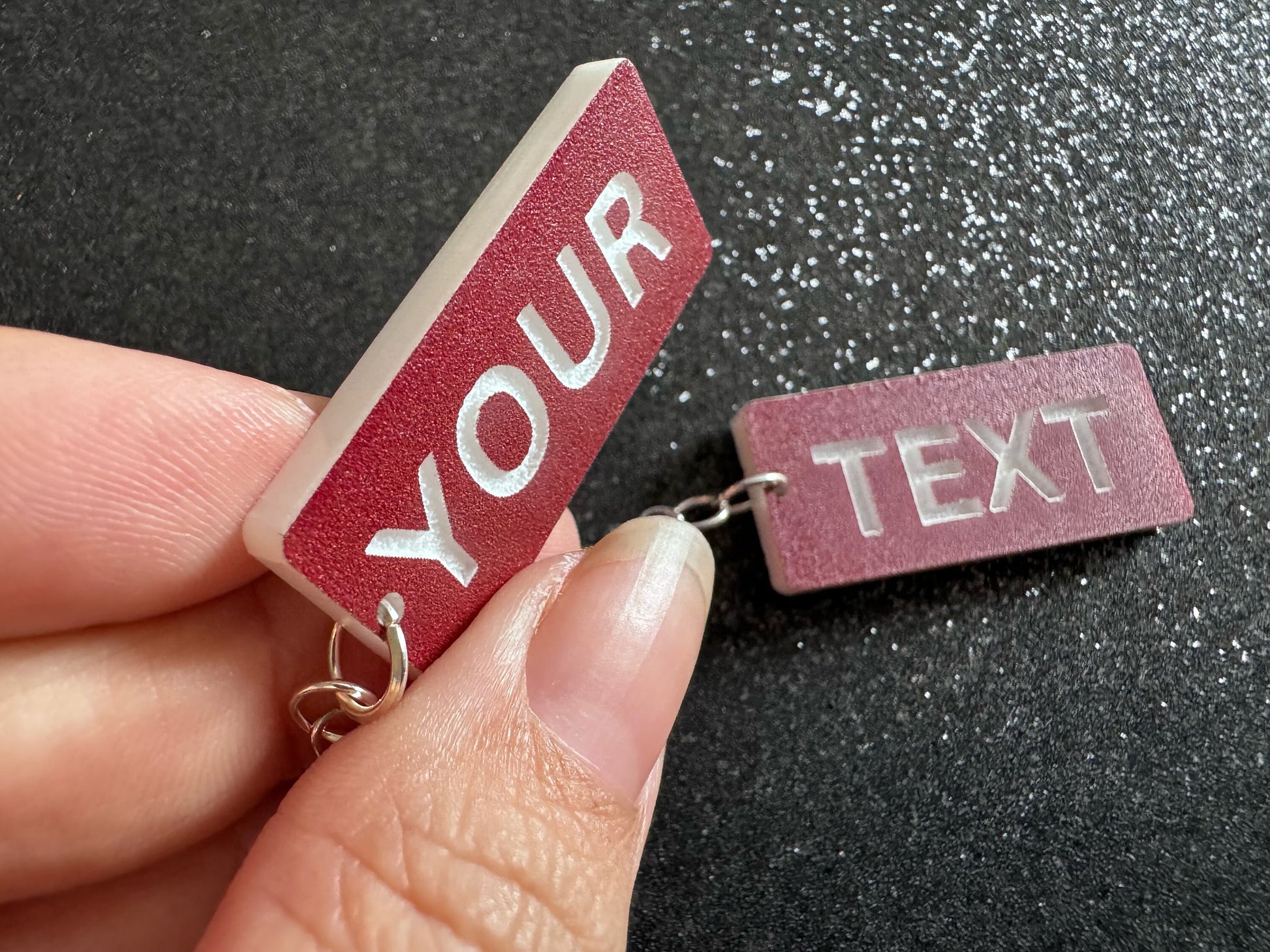Custom Text Earrings: Laser Engraved Words, Brown with White Text, Letters, Names, Teacher Gift, Anniversary, Best Gifts for Her/Him/Them