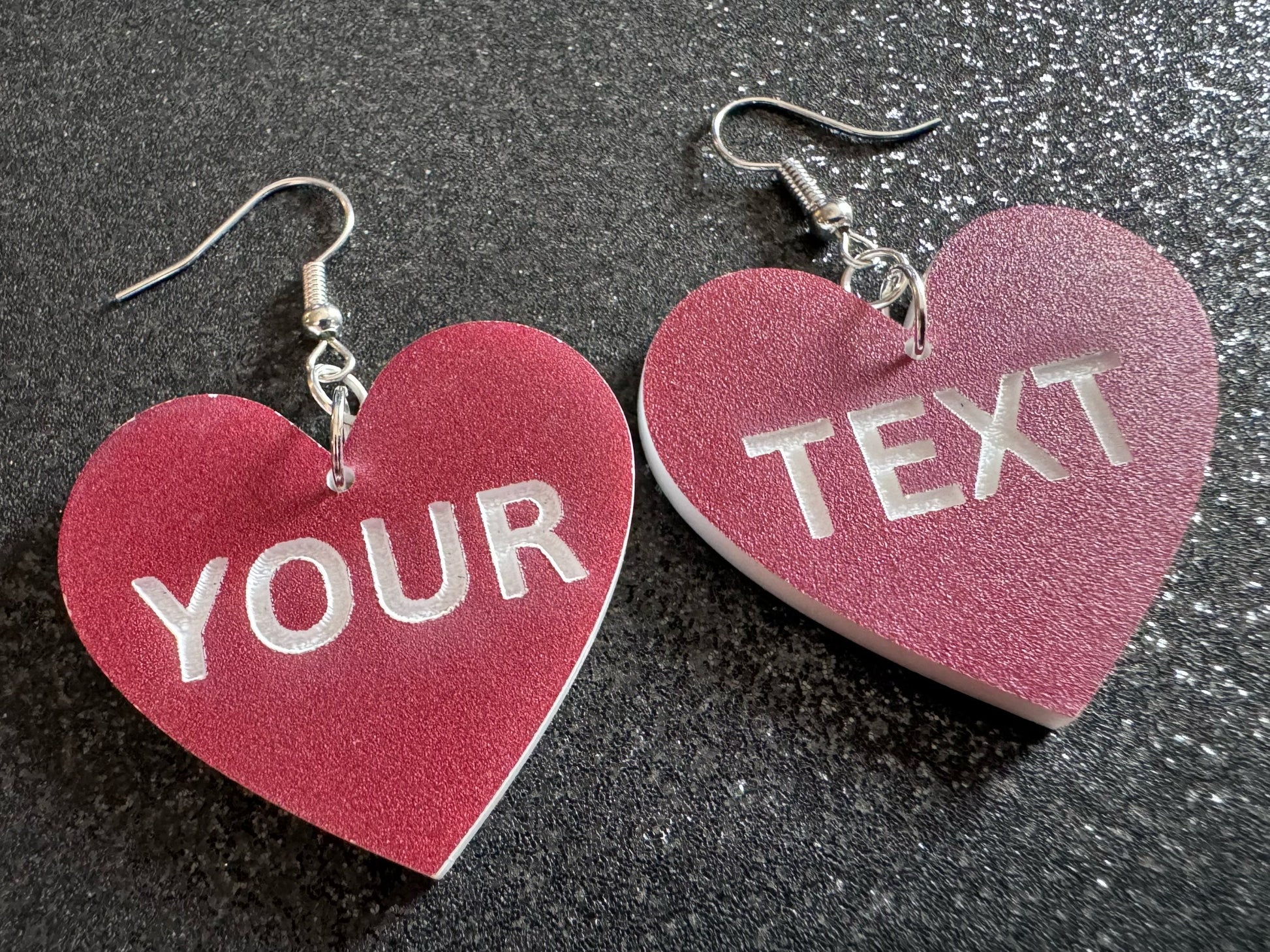 Custom Text Earrings: Laser Engraved Words, Brown with White Text, Letters, Names, Teacher Gift, Anniversary, Best Gifts for Her/Him/Them