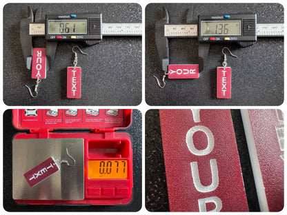 Custom Text Earrings: Laser Engraved Words, Brown with White Text, Letters, Names, Teacher Gift, Anniversary, Best Gifts for Her/Him/Them