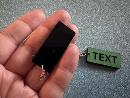 Custom Text Earrings: Laser Engraved Words, Green with Black Text, Letters, Names, Teacher Gift, Anniversary, Best Gifts for Her/Him/Them