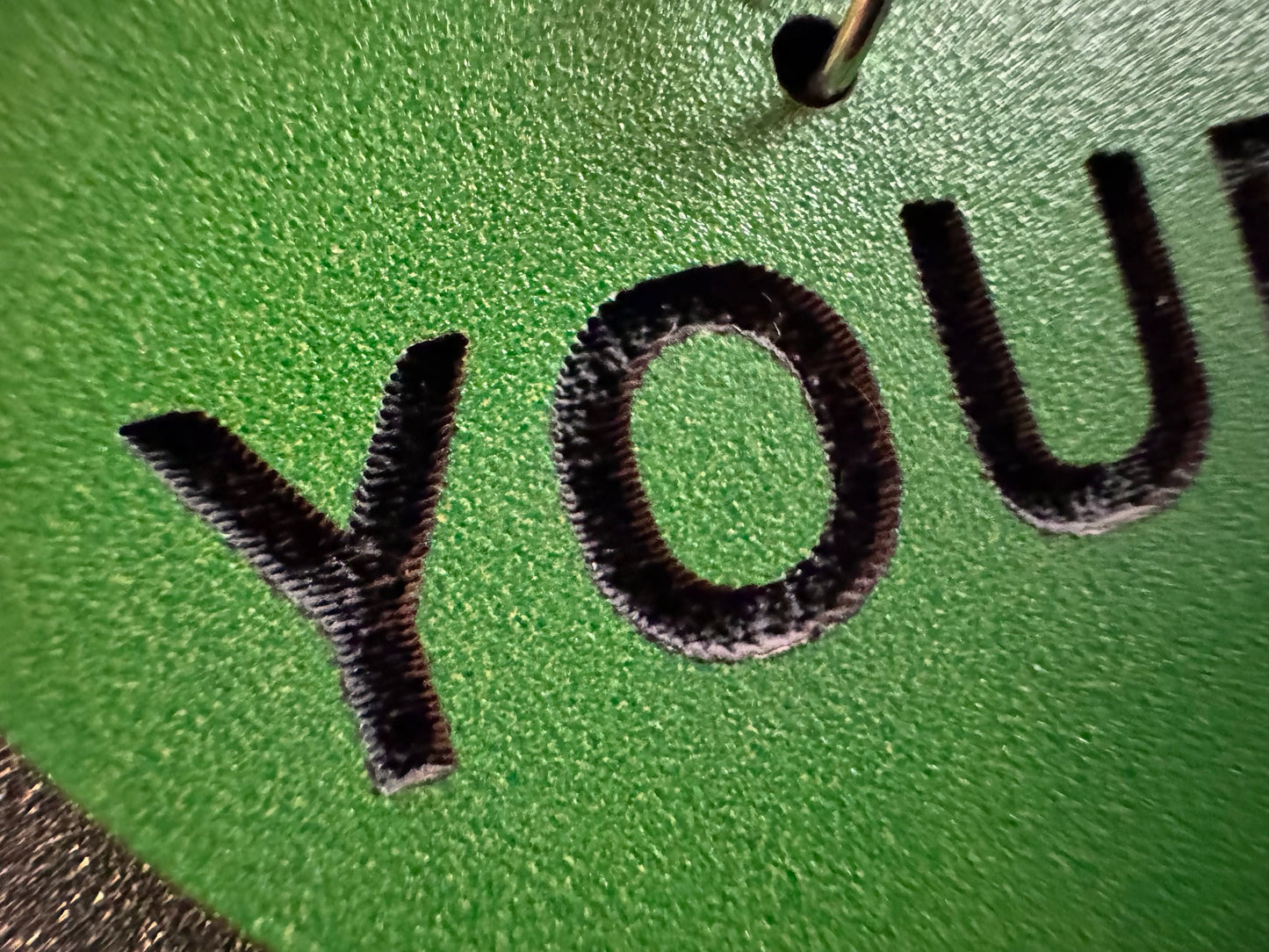 Custom Text Earrings: Laser Engraved Words, Green with Black Text, Letters, Names, Teacher Gift, Anniversary, Best Gifts for Her/Him/Them