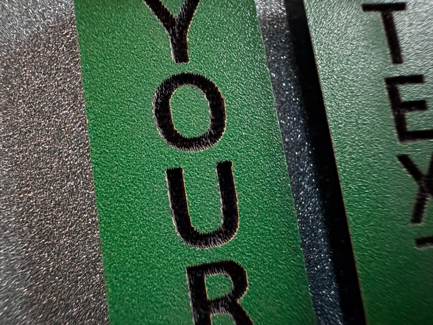 Custom Text Earrings: Laser Engraved Words, Green with Black Text, Letters, Names, Teacher Gift, Anniversary, Best Gifts for Her/Him/Them