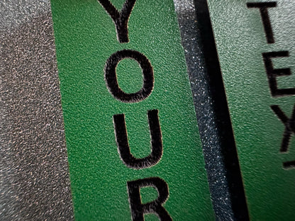 Custom Text Earrings: Laser Engraved Words, Green with Black Text, Letters, Names, Teacher Gift, Anniversary, Best Gifts for Her/Him/Them